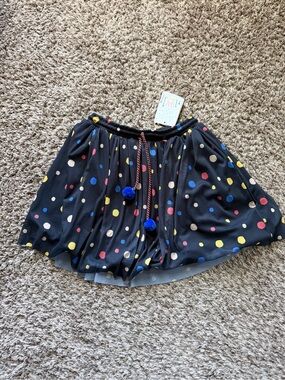 Fabula Farm Rio Girls 10 Black Multicolored Polka Dot Mesh Skirt NWT⁠